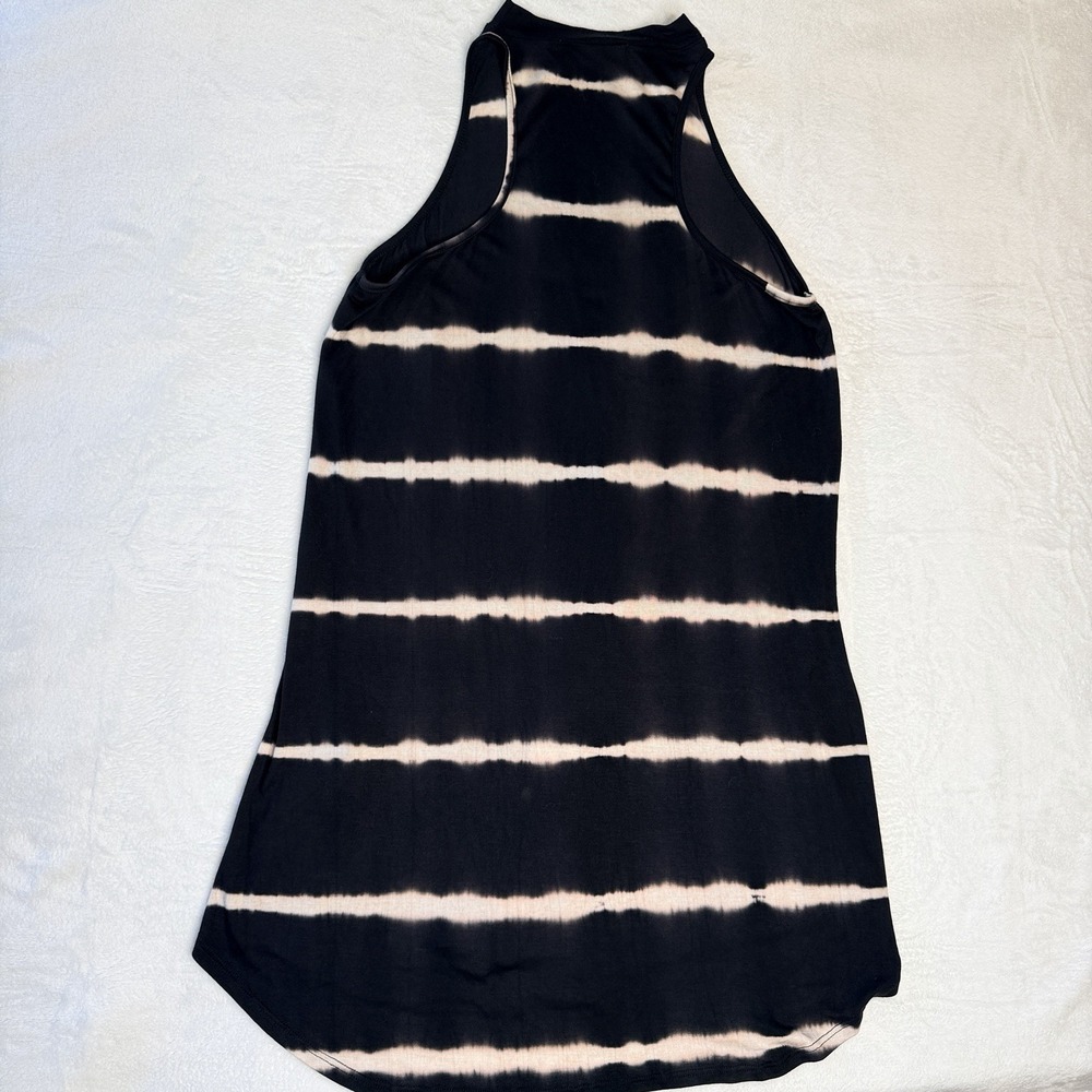 Black Tie Dye Swing Dress Sleeveless High Neck Racerback A Line Boutique M - Picture 3 of 7
